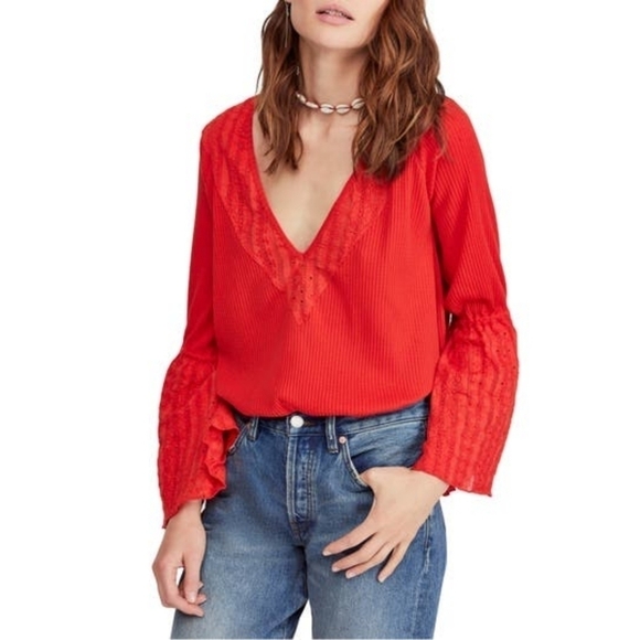 Free People Tops - NWT Free People Parisian Night Vermilion Top